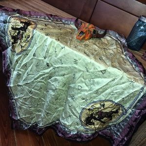 silk cowboy/branding print wild rag/scarf